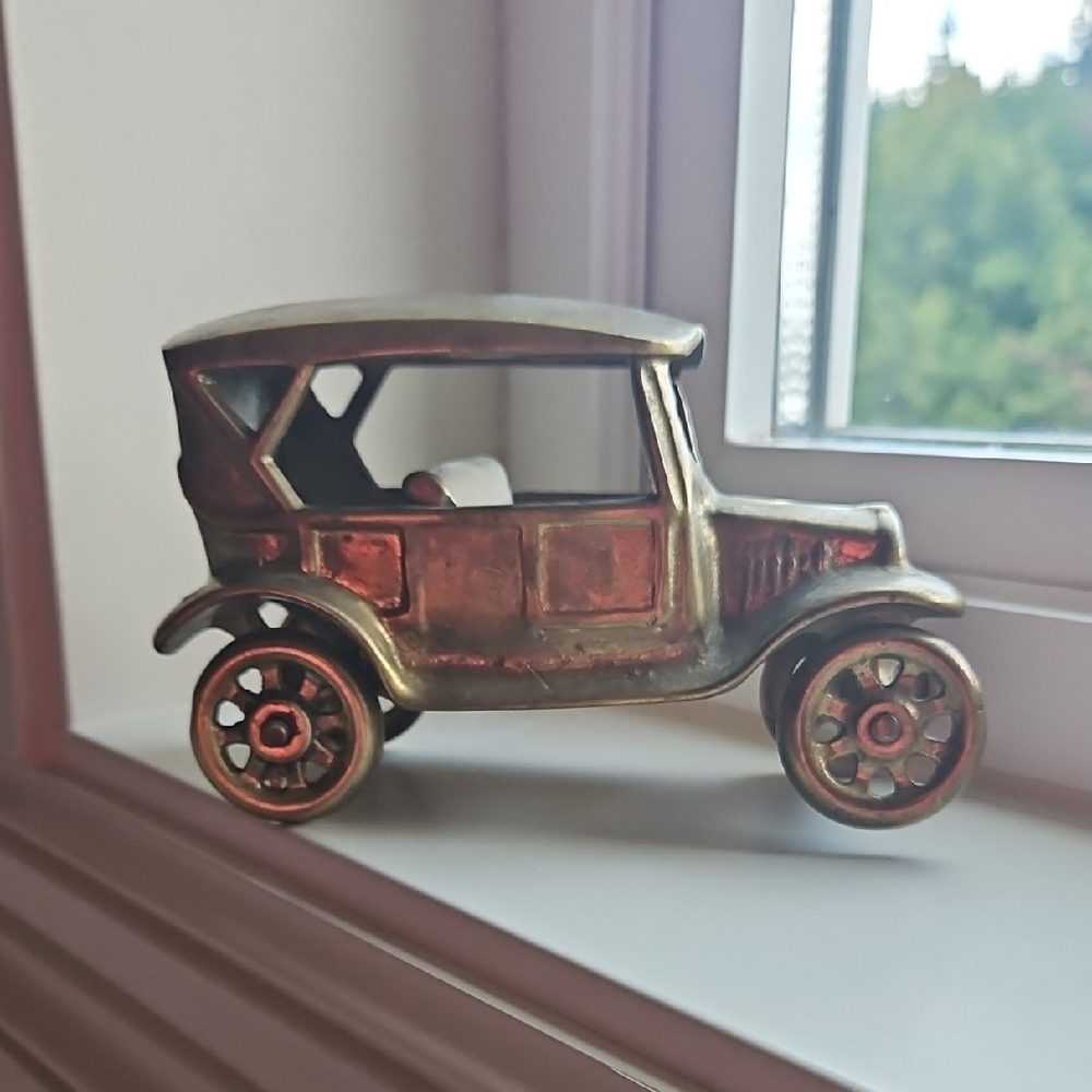 Vintage Solid Brass Metal Ford Model T Car Figurine Rare